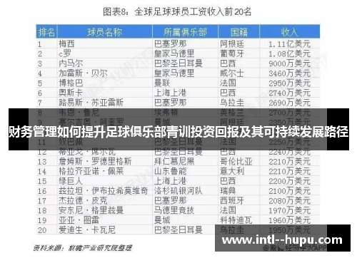 财务管理如何提升足球俱乐部青训投资回报及其可持续发展路径